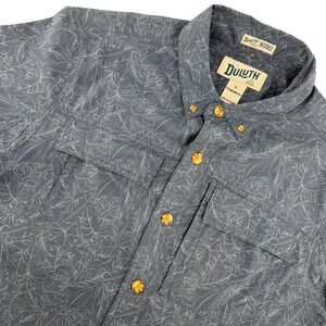 Duluth Trading Co Mens S Short Sleeve Button Up Shirt Untucked Standard Fit Blue